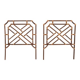 McGuire Style Organic Modern Bamboo Rattan Twin Headboards, Pair