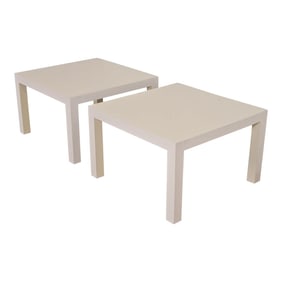 Milo Baughman for Thayer Coggin Mid-Century Modern White Parsons Side Tables, Pair