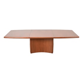 Skovby Danish Modern Teak Boat Shaped Pedestal Extension Dining Table, Newly Refinished