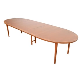 Directional Mid-Century Modern Cherry and Burl Wood Extension Dining Table, Newly Refinished