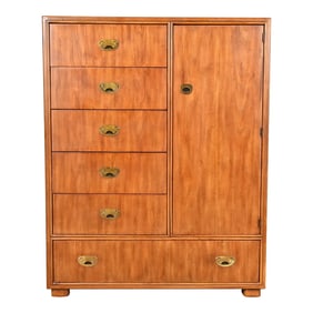 Drexel Heritage Hollywood Regency Campaign Oak Gentleman's Chest or Armoire Dresser