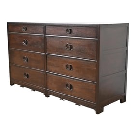 Michael Taylor for Baker Far East Collection Walnut Double Dresser, Newly Refinished