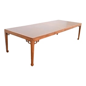 Michael Taylor for Baker Far East Collection Burled Walnut Extension Dining Table, Newly Refinished