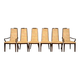 John Widdicomb Mid-Century Modern High Back Dining Chairs, Set of Six