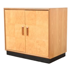 Milo Baughman Style Burl Wood Bar Cabinet by Henredon