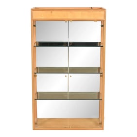 Milo Baughman Style Burl Wood Lighted Bookcase or Display Cabinet by Henredon