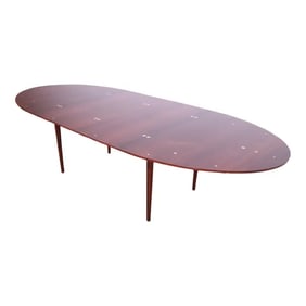 Outstanding Finn Juhl Rosewood and Silver Inlay "Judas" Dining Table, Newly Restored