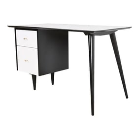 Paul McCobb Planner Group Black and White Lacquered Writing Desk, Newly Refinished