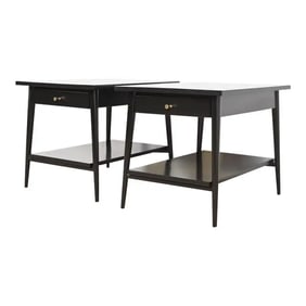 Paul McCobb Planner Group Mid-Century Modern Black Lacquered Nightstands, Newly Refinished