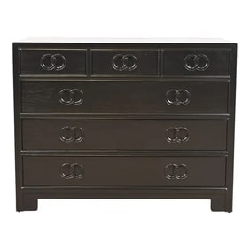 Michael Taylor for Baker Far East Collection Black Lacquered Dresser Chest, Newly Refinished