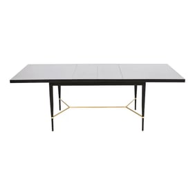 Paul McCobb for Directional Black Lacquer and Brass Extension Dining Table, Newly Refinished