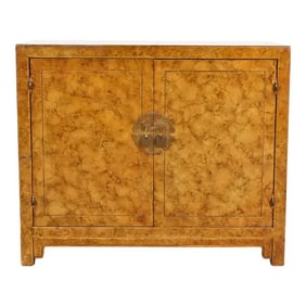 Henredon Mid-Century Hollywood Regency Chinoiserie Faux Tortoise Shell Bar Cabinet, Circa 1970s