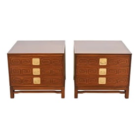 Widdicomb Mid-Century Modern Hollywood Regency Walnut Bedside Chests, Newly Refinished