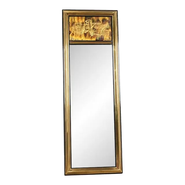 Bernhard Rohne for Mastercraft Acid Etched Brass Tall Wall Mirror, 1970s (1 of 11)
