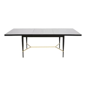 Paul McCobb for Directional Black Lacquer and Brass Extension Dining Table, Newly Refinished
