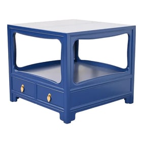 Michael Taylor for Baker Far East Collection Blue Lacquered Nightstand or Side Table