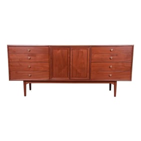 Mid 20th Century Kipp Stewart for Drexel Declaration Walnut Long Dresser, Newly Refinished