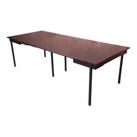 John Widdicomb Mid-Century Modern Hollywood Regency Black Lacquer and Brass Dining Table