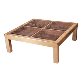 Mastercraft Mid-Century Modern Hollywood Regency Brass and Glass Cocktail Table, Circa 1970s