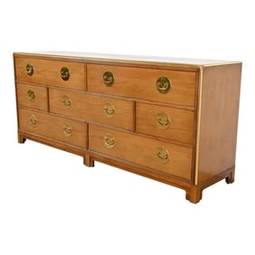 Michael Taylor for Baker Furniture Hollywood Regency Cherry Wood and Brass Dresser