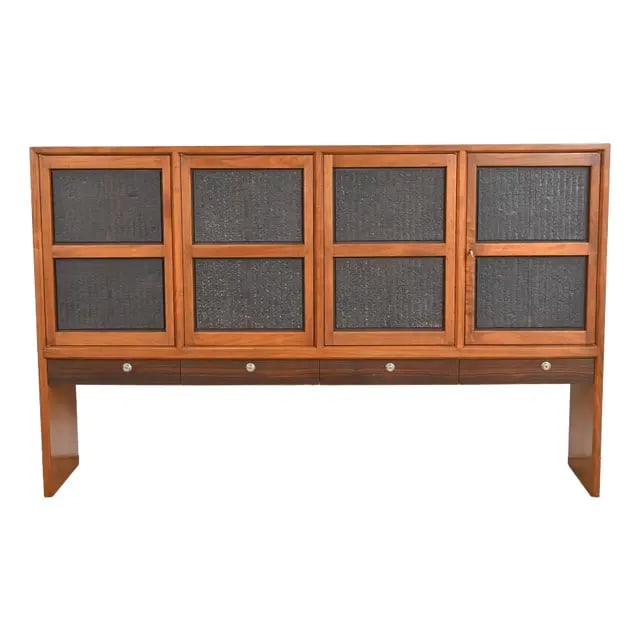 Edward Wormley for Dunbar Walnut and Rosewood Cabinet With Chinese Printing Blocks, 1950s (1 of 12)