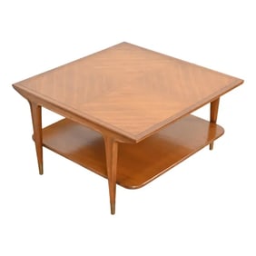 Imperial Furniture Mid-Century Modern Sculpted Walnut Two-Tier Coffee Table, Circa 1960s