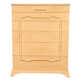 Grosfeld House Mid-Century Hollywood Regency Bleached Mahogany Highboy Dresser, Circa 1940s