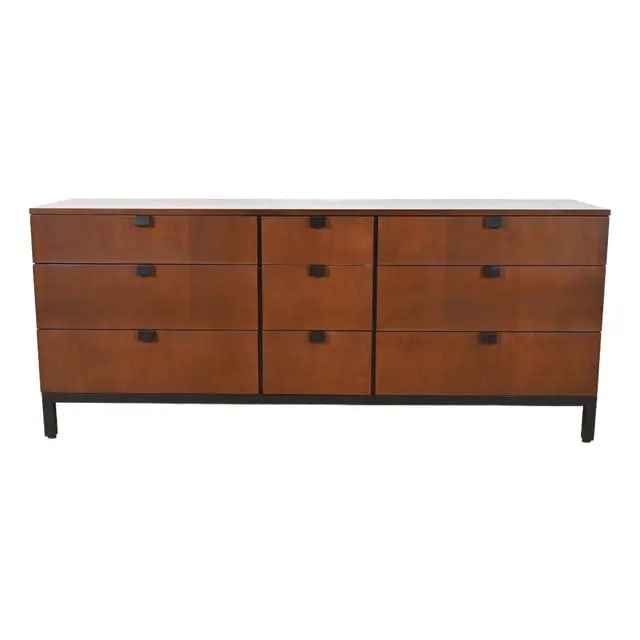 Milo Baughman for Directional Walnut and Ebonized Nine-Drawer Dresser, Newly Refinished (1 of 12)
