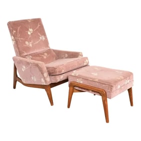Lawrence Peabody for Richardson Nemschoff Mid-Century Modern Upholstered Lounge Chair With Ottoman