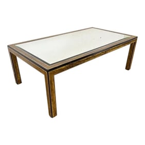 Bernhard Rohne for Mastercraft Hollywood Regency Acid Etched Dining Table With Mirrored Glass Top