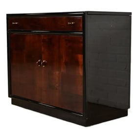 Milo Baughman Style Modern Art Deco Burl Wood Bar Cabinet by Henredon