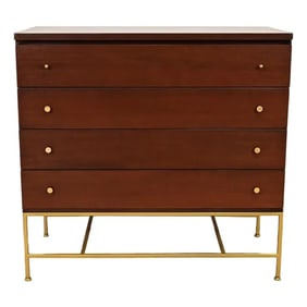 Paul McCobb Irwin Collection Mahogany and Brass Chest of Drawers, Newly Refinished