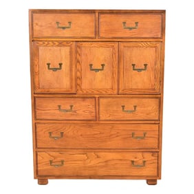 Henredon Mid-Century Modern Campaign Oak Gentleman's Chest, Circa 1970s