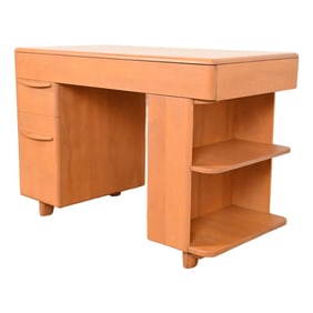 Heywood Wakefield Mid-Century Modern Solid Maple Desk With Built-in Bookcase, 1950s