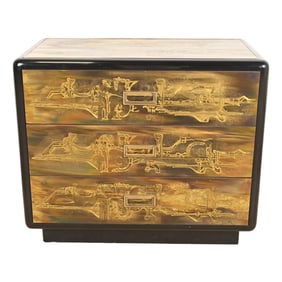 Bernhard Rohne for Mastercraft Acid Etched Brass Chest of Drawers, 1970s
