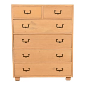 Henredon Mid-Century Modern Campaign Oak Highboy Dresser