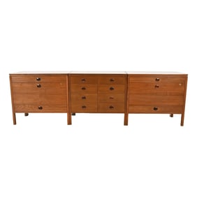 Edward Wormley for Dunbar Mid-Century Modern Walnut and Rosewood Three-Piece Executive Credenza