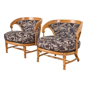 Tomlinson Mid-Century Modern Sculpted Walnut Club Chairs or Lounge Chairs, Pair