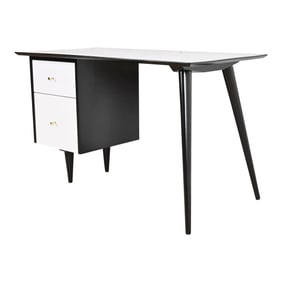 Paul McCobb Planner Group Black and White Lacquered Writing Desk, Newly Refinished