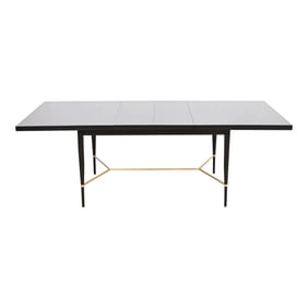 Paul McCobb for Directional Black Lacquer and Brass Extension Dining Table, Newly Refinished
