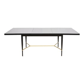 Paul McCobb for Directional Black Lacquer and Brass Extension Dining Table, Newly Refinished