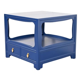 Michael Taylor for Baker Far East Collection Blue Lacquered Nightstand or Side Table