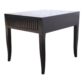 John Widdicomb Mid-Century Modern Black Lacquered Nightstand or Side Table, Newly Refinished