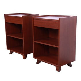 Gilbert Rohde for Herman Miller Art Deco Mahogany Nightstands, Newly Refinished