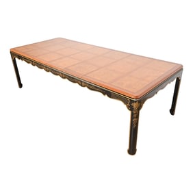 Kindel Furniture Hollywood Regency Chinoiserie Extension Dining Table, Newly Refinished