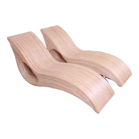 Betty Cobonpue Sculptural Split Reed Rattan Chaise Lounges, Pair