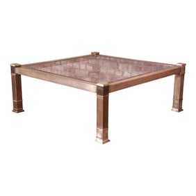 Mastercraft Mid-Century Modern Hollywood Regency Brass and Glass Cocktail Table, Circa 1970s