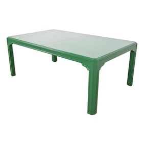 Drexel Heritage Mid-Century Hollywood Regency Green Lacquered Dining Table, Newly Refinished