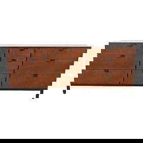 Milo Baughman for Directional Walnut and Ebonized Nine-Drawer Dresser, Newly Refinished: An exceptional Mid-Century Modern nine-drawer dresser or credenza By Milo Baughman for Directional USA, 1960s Gorgeous book-matched walnut, with ebonized base, legs, and drawer pulls. Measures: 72"W x