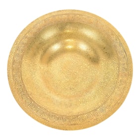 Tiffany Studios New York Bronze Doré Plate or Shallow Bowl With Greek Key Design